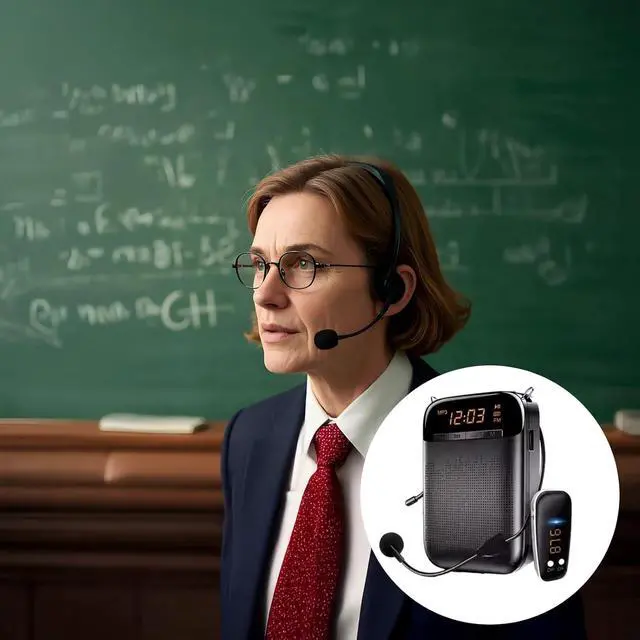 Alt view image 5 of 5 - Generic S588 Classroom Microphone, Wireless & Wired Voice Amplifier for Teachers, 5.0, 12-Hour Battery, 1000 Sq. Ft. Coverage, Portable, Black & Gold Options