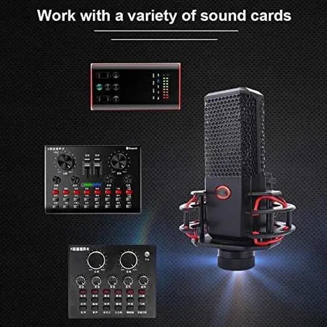 Alt view image 4 of 4 - Durable Microphone Classic Delicate Texture Noise Reduction Mic Condenser Microphone Kit for Studio Live Broadcast