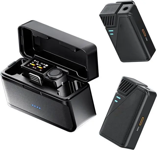 Main image of Professional Wireless Mic, 32GB Internal Recording Noise Cancellation Dual Lapel Mics for Phone Camera with 1.08 Inch BT Connectivity