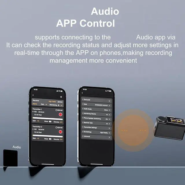 Alt view image 6 of 7 - Professional Wireless Mic, 32GB Internal Recording Noise Cancellation Dual Lapel Mics for Phone Camera with 1.08 Inch BT Connectivity