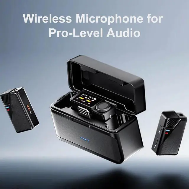 Alt view image 2 of 7 - Professional Wireless Mic, 32GB Internal Recording Noise Cancellation Dual Lapel Mics for Phone Camera with 1.08 Inch BT Connectivity