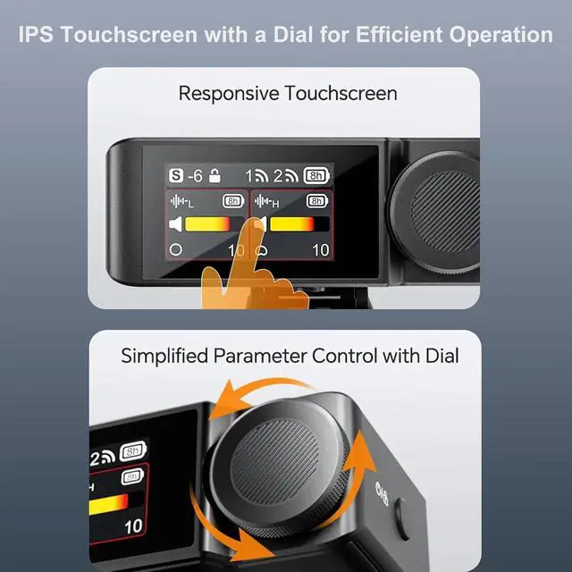 Alt view image 3 of 7 - Professional Wireless Mic, 32GB Internal Recording Noise Cancellation Dual Lapel Mics for Phone Camera with 1.08 Inch BT Connectivity