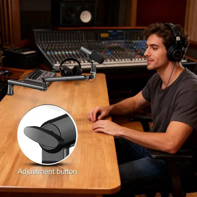 Alt view image 3 of 7 - Boom Arm - Rotating Mount for Singing Studio | Shock Absorbing Clamp Fixed Structure with Secure Base & Accessory for Music, Computer Desktop, Content, and Podcasting (200 characters)