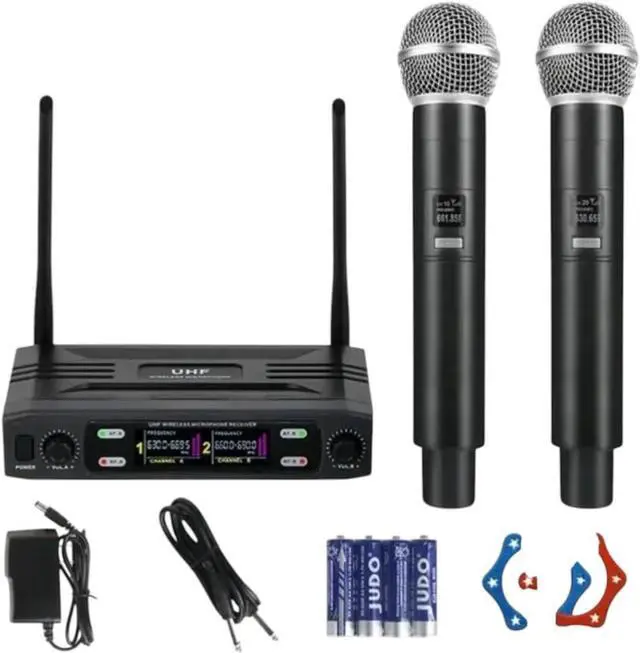 Main image of Wirreless Microphones with 2 Handheld Dynamic Signal Sende Transmlttier Mics Fixed Dual Frequency Wirreless for DJ Karaoke Wedding KTV