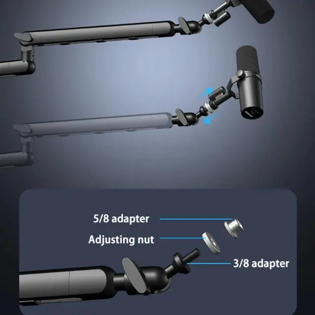 Alt view image 6 of 7 - Boom Arm - Rotating Mount for Singing Studio | Shock Absorbing Clamp Fixed Structure with Secure Base & Accessory for Music, Computer Desktop, Content, and Podcasting (200 characters)