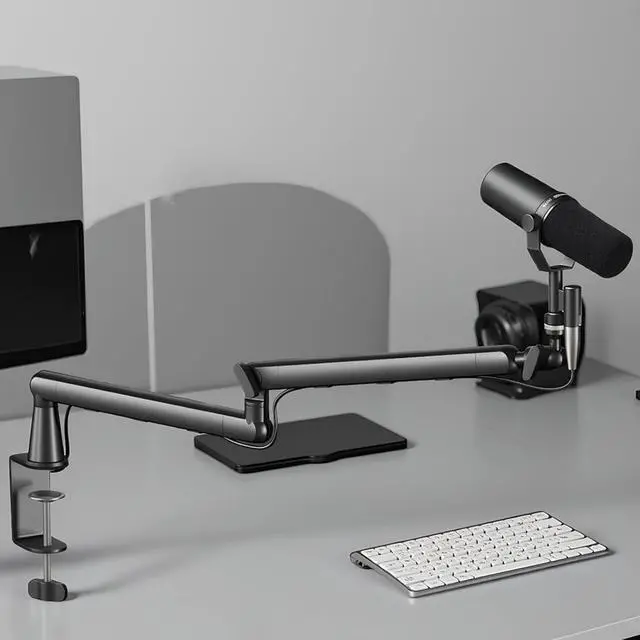 Alt view image 4 of 7 - Boom Arm - Rotating Mount for Singing Studio | Shock Absorbing Clamp Fixed Structure with Secure Base & Accessory for Music, Computer Desktop, Content, and Podcasting (200 characters)