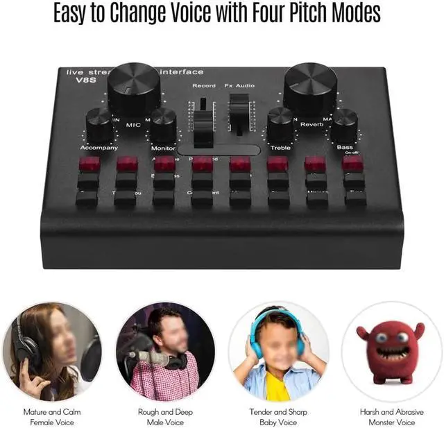 Alt view image 5 of 6 - Multifunctional USB Audio Mixer Live Streaming Sound Card Voice Device DJ Karaokes Equipment with Adjustable Volume BT Connection