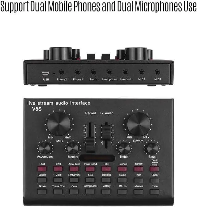 Alt view image 6 of 6 - Multifunctional USB Audio Mixer Live Streaming Sound Card Voice Device DJ Karaokes Equipment with Adjustable Volume BT Connection
