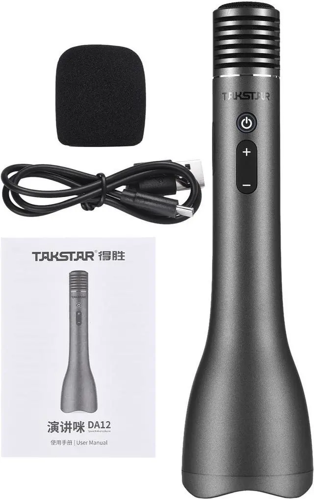 Alt view image 2 of 7 - Wireless Karaoke Microphone Amplifier Speaker Portable Handheld Mic Amplifier 12W BT for Group Outdoor Meeting Silver Gray