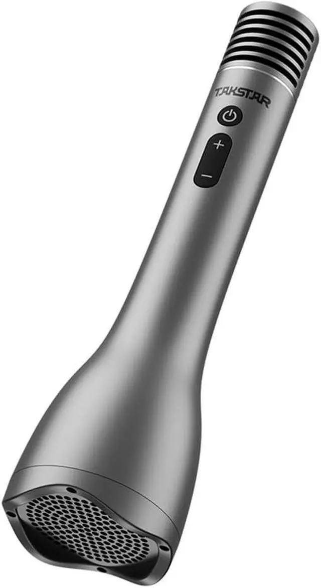 Alt view image 5 of 7 - Wireless Karaoke Microphone Amplifier Speaker Portable Handheld Mic Amplifier 12W BT for Group Outdoor Meeting Silver Gray