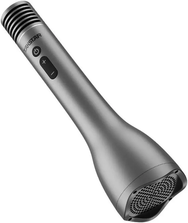 Alt view image 6 of 7 - Wireless Karaoke Microphone Amplifier Speaker Portable Handheld Mic Amplifier 12W BT for Group Outdoor Meeting Silver Gray