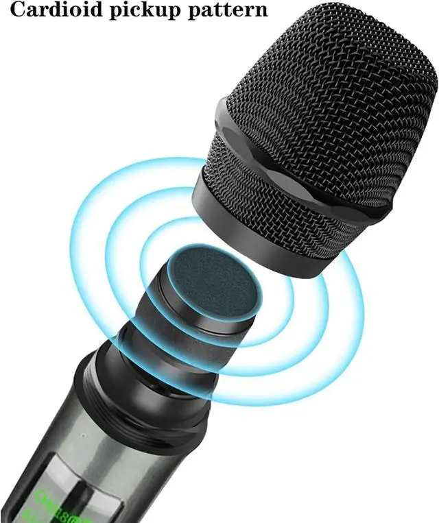 Alt view image 3 of 6 - Microphone Rechargeable Wireless Microphone Professional UHF Karaoke Microphone Universal Metal Handheld Microphone for Singing, Cardioid Pickup Pattern Handheld MicrophoGrey Two