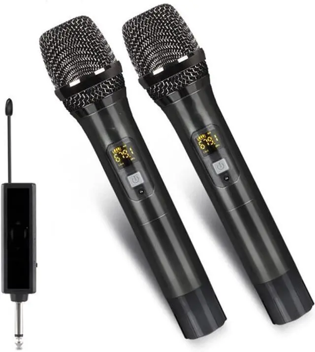 Main image of Microphone Professional Dynamic Wireless Microphone Dual UHF Recording Karaoke Handheld Mic 2 Channels 50m Range Lithium Battery Metal Body Cordless Microphone