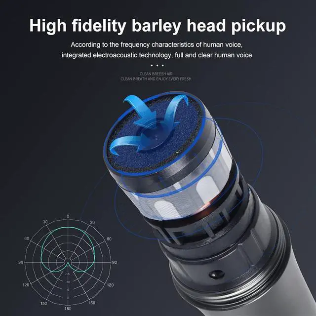 Alt view image 3 of 6 - Microphone Professional Dynamic Wireless Microphone Dual UHF Recording Karaoke Handheld Mic 2 Channels 50m Range Lithium Battery Metal Body Cordless Microphone