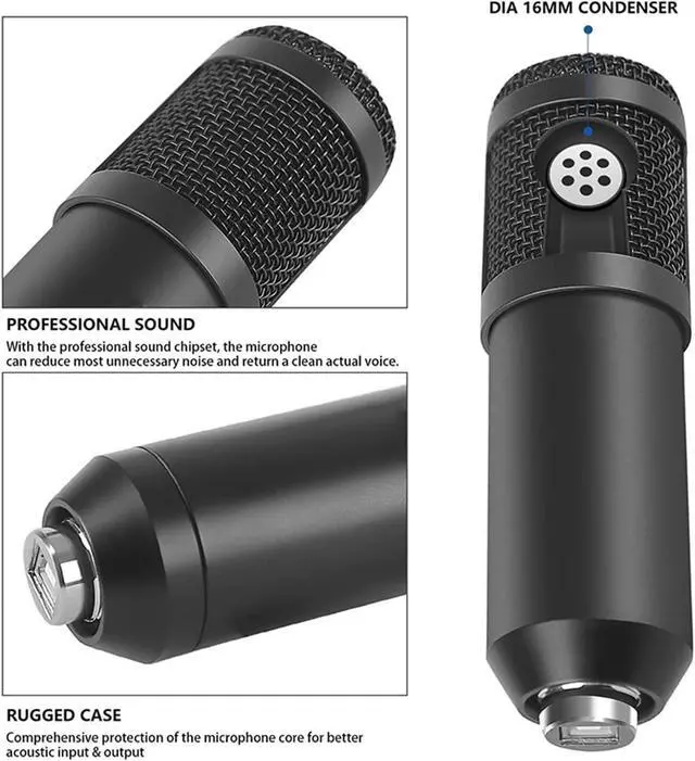 Alt view image 3 of 6 - Sound Card Kit Condenser Micro Set with Live Sound Card,Metal Shock Mount and Double Layer Pop Filter for Live Podcasting Studio Setup for Recording Music