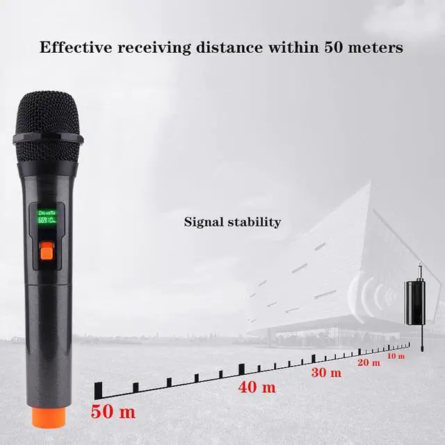 Alt view image 5 of 6 - Microphone Rechargeable Wireless Microphone Professional UHF Karaoke Microphone Universal Metal Handheld Microphone for Singing, Cardioid Pickup Pattern Handheld MicrophoGrey Two
