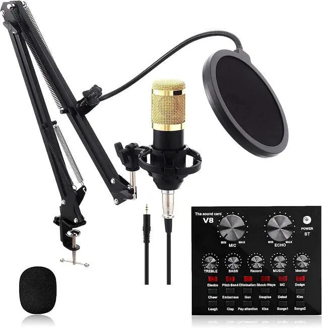 Main image of Condenser Microphone Bundle, Mic kit Live Sound Card with Adjustable Mic Arm Stand Desk for Studio Recording & Broadcasting