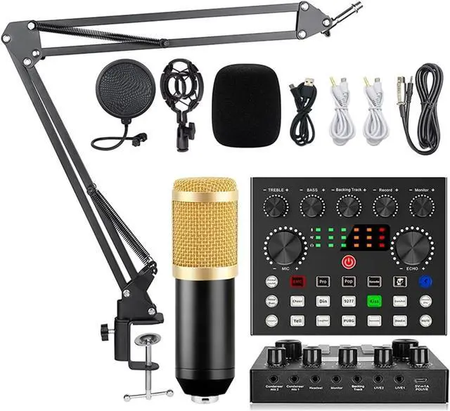 Alt view image 2 of 6 - Sound Card Kit Condenser Micro Set with Live Sound Card,Metal Shock Mount and Double Layer Pop Filter for Live Podcasting Studio Setup for Recording Music