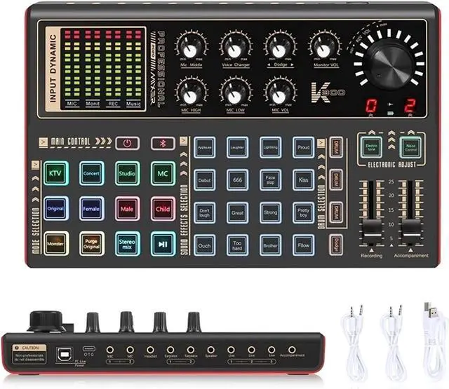 Main image of Professional Audio Mixer,Sound Card Effects Lossless Live Sound Card Recording Sound Mixer for Phone PC Computer Studio Party