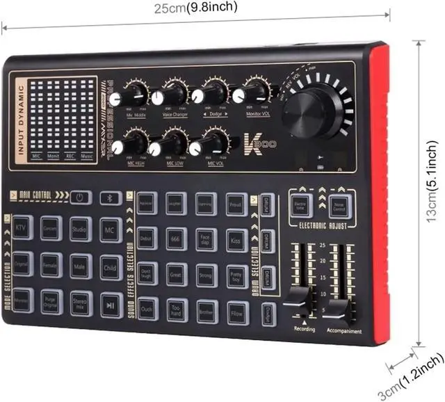 Alt view image 5 of 5 - Professional Audio Mixer,Sound Card Effects Lossless Live Sound Card Recording Sound Mixer for Phone PC Computer Studio Party