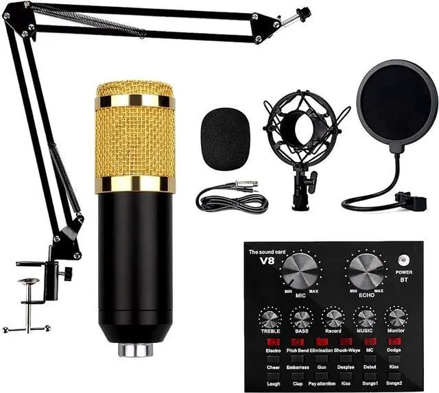 Main image of Microphone Kit, Condenser Microphone Set with Adjustable Microphone Arm Stand for Streaming, Dubbing, Vocal Microphones