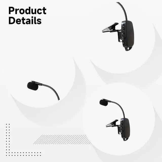 Alt view image 4 of 5 - Digital Transmission Wireless Saxophone Mic, 164Ft Range, Universal Clip-On Pickup System For Brass & Wind Instruments