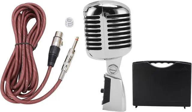 Alt view image 6 of 7 - Stage Microphone, Dynamic Microphone with Cardioid Pattern and Soundproof Housing for Live Performance, KTV, Suitable for Harsh Conditions, Adjustable (Silver)