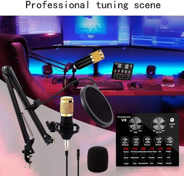 Alt view image 2 of 4 - Condenser Microphone Bundle, BM-800 Streaming kit,Microphones, for podcasting with Live Sound Card, Adjustable Mic Suspension Scissor Arm