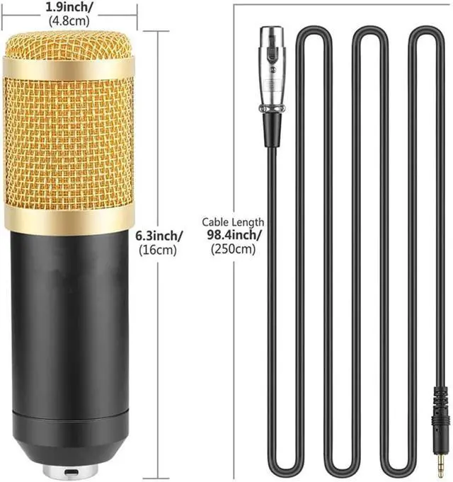 Alt view image 2 of 6 - Microphone BM800 Recording Studio Condenser Microphone is Suitable for Radio Broadcasting Singing Recording Computer: White Gold Pack 2 V8 BM800