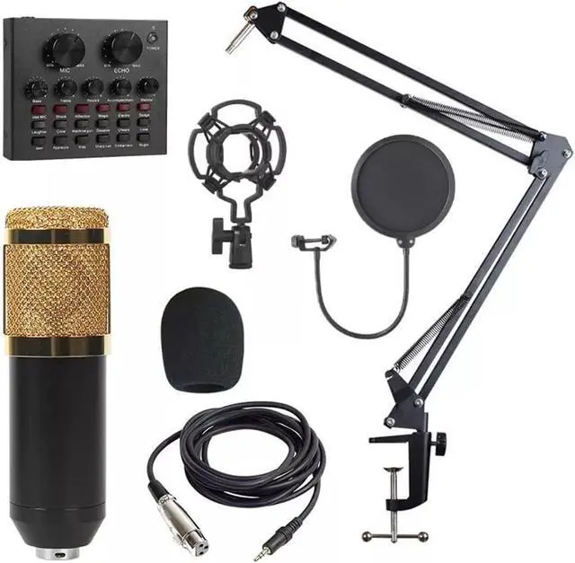 Main image of Microphone BM800 Recording Studio Condenser Microphone is Suitable for Radio Broadcasting Singing Recording Computer: White Gold Pack 2 V8 BM800
