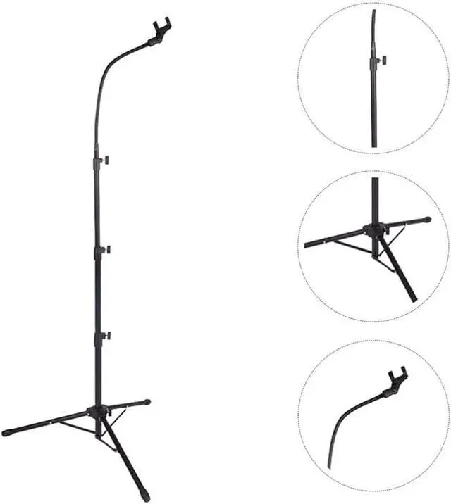 Alt view image 2 of 6 - Adjustable Tripod Microphone Stand with Boom Arm, Stable Metal Mic Stand for Stage Performances, Weddings, Karaoke, Live Broadcasts, Black