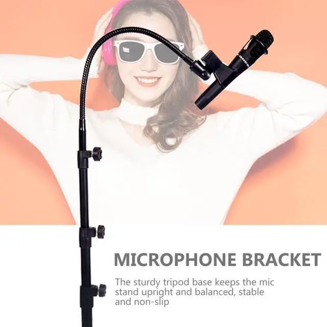 Alt view image 6 of 6 - Adjustable Tripod Microphone Stand with Boom Arm, Stable Metal Mic Stand for Stage Performances, Weddings, Karaoke, Live Broadcasts, Black