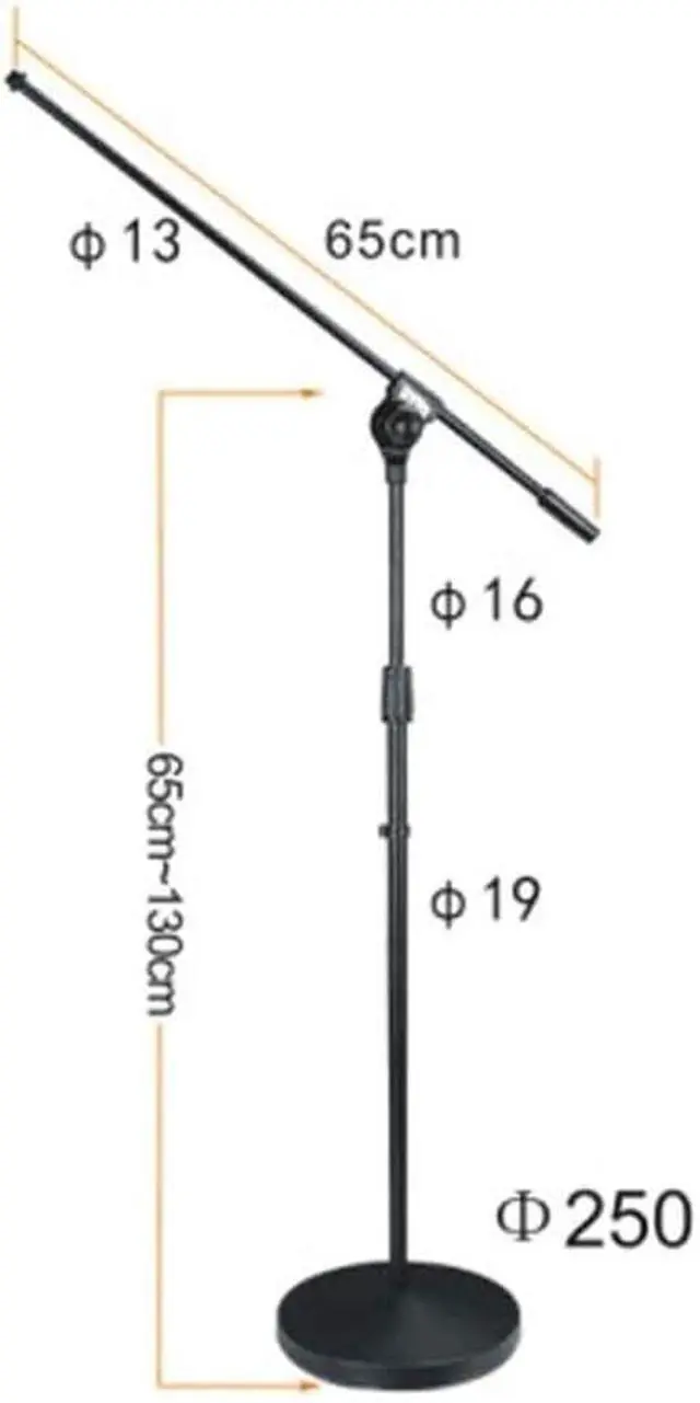 Alt view image 3 of 3 - Professional Adjustable Floor Microphone Stand, 65-130cm Height Range, Telescopic Round Base, Stable & Collapsible for Stage, KTV, Studio, Live Performances