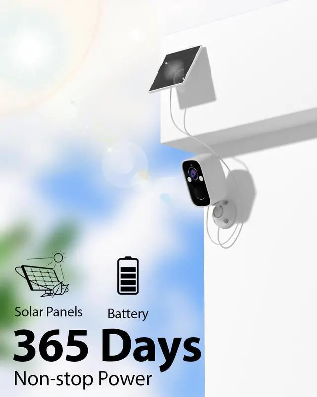 Alt view image 2 of 7 - 2K Solar Security Camera Wireless Outdoor with Solar Panel, 2Pc Security Cameras for Home Security with Motion Detection Spotlight Siren Alarm, Color Night Vision, 2-Way Talk, Waterproof, Cloud/SD