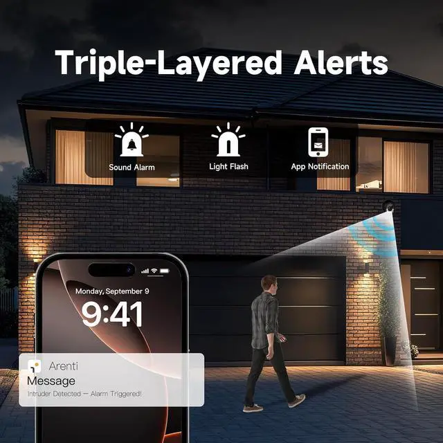 Alt view image 3 of 7 - ARENTI PoE Security Camera System, 5MP PoE Cameras Outdoor with H.265 8CH NVR for Home Surveillance System, AI Detection, 2 Way Audio, No Subscription, 2TB HDD, 24/7 Recording