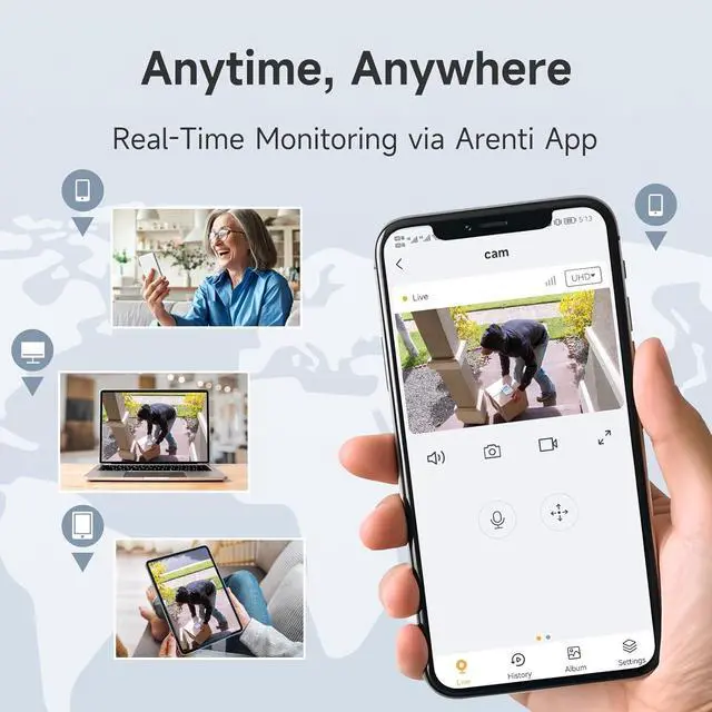 Alt view image 6 of 7 - ARENTI PoE Security Camera System, 5MP PoE Cameras Outdoor with H.265 8CH NVR for Home Surveillance System, AI Detection, 2 Way Audio, No Subscription, 2TB HDD, 24/7 Recording