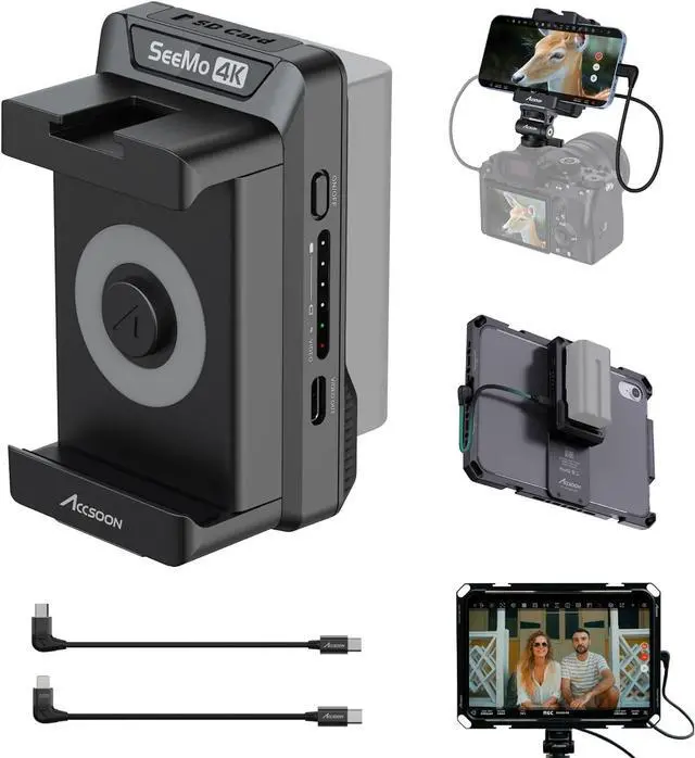 Main image of Accsoon SeeMo 4K HDMI Adapter Video Transmission System, 4K30/1080p60 iOS/HDMI Transmitter Phone Monitor SD Card Reader for Live Streaming/Real-Time Monitoring/Receording/Sharing (iOS 12 or Later)