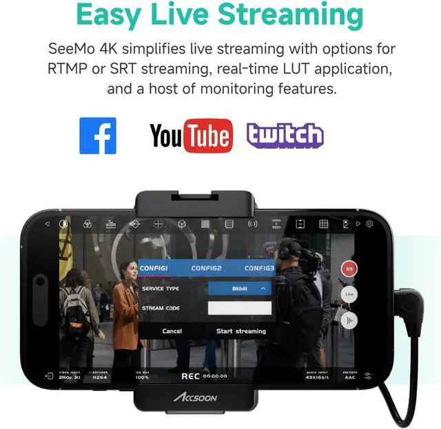 Alt view image 3 of 7 - Accsoon SeeMo 4K HDMI Adapter Video Transmission System, 4K30/1080p60 iOS/HDMI Transmitter Phone Monitor SD Card Reader for Live Streaming/Real-Time Monitoring/Receording/Sharing (iOS 12 or Later)
