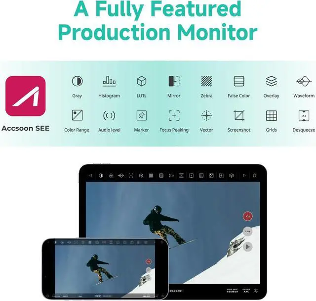 Alt view image 6 of 7 - Accsoon SeeMo 4K HDMI Adapter Video Transmission System, 4K30/1080p60 iOS/HDMI Transmitter Phone Monitor SD Card Reader for Live Streaming/Real-Time Monitoring/Receording/Sharing (iOS 12 or Later)