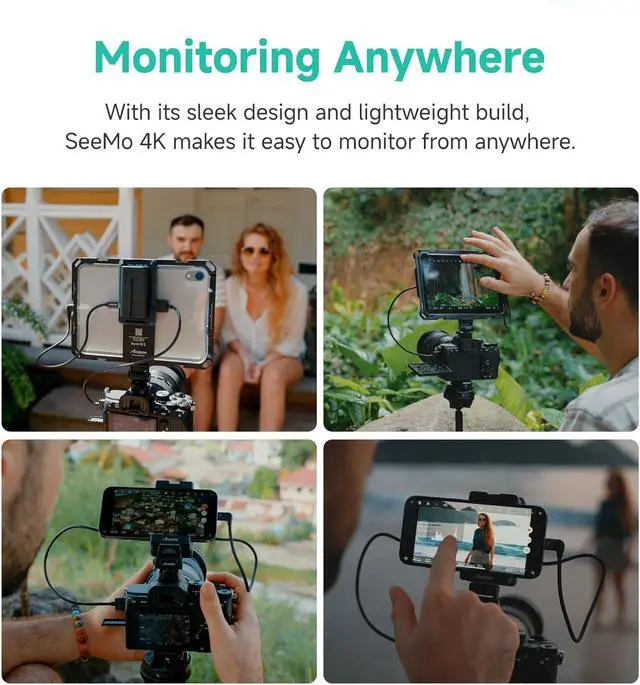 Alt view image 7 of 7 - Accsoon SeeMo 4K HDMI Adapter Video Transmission System, 4K30/1080p60 iOS/HDMI Transmitter Phone Monitor SD Card Reader for Live Streaming/Real-Time Monitoring/Receording/Sharing (iOS 12 or Later)