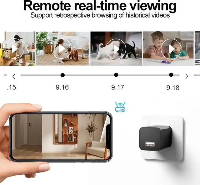 Alt view image 3 of 6 - ULar Plug-in Indoor Surveillance Camera, 4K UHD WiFi Small Cam, 16GB SD Card Included Wall Outlet Powered, Remote APP View & Motion Detection for Nanny Pets Security-No Audio