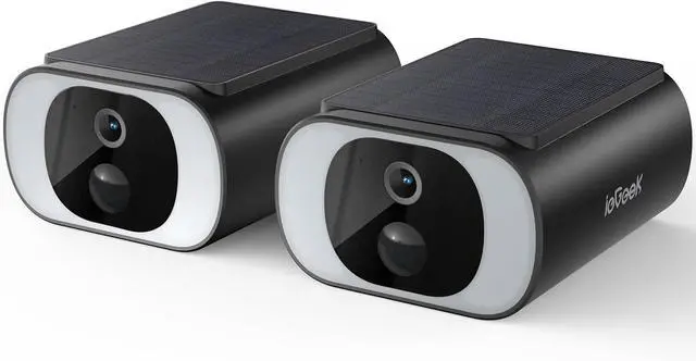 Main image of ieGeek S1 2-Pack Solar Security Cameras Wireless Outdoor, 2K 2.4Ghz WiFi Home Surveillance Camera with Embedded Solar Panel, AI Motion Sensor, Smart Alarm, Color Night Vision, Works w/Alexa