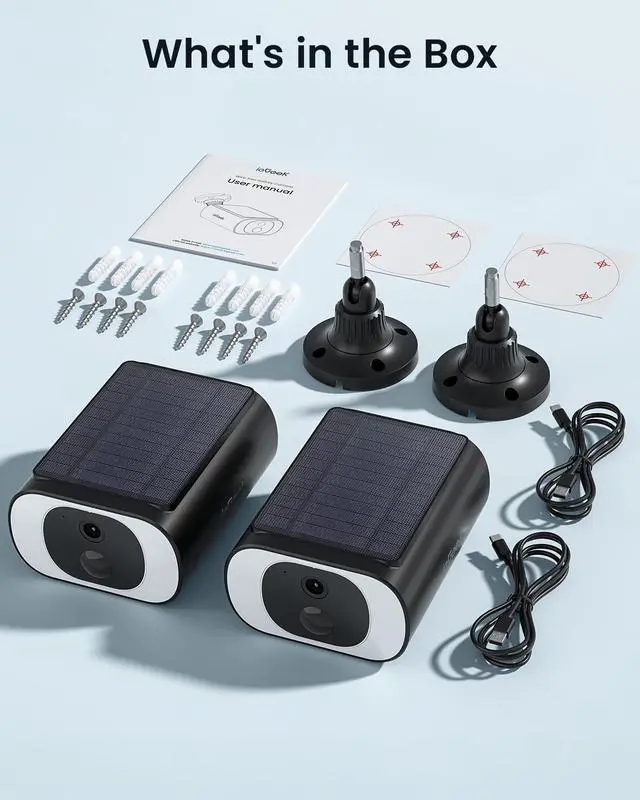 Alt view image 7 of 7 - ieGeek S1 2-Pack Solar Security Cameras Wireless Outdoor, 2K 2.4Ghz WiFi Home Surveillance Camera with Embedded Solar Panel, AI Motion Sensor, Smart Alarm, Color Night Vision, Works w/Alexa