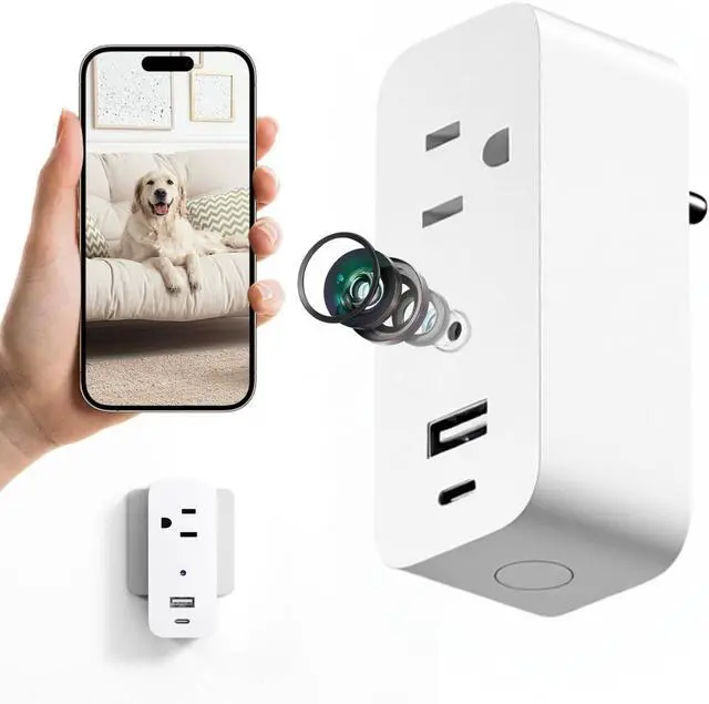 Main image of ULar Plug Security Camera, Mini 1080P FHD WiFi Cam with 3-Device Charging, Built-in 32GB SD Card, APP Real-Time Motion Detection, Wall Powered Wireless Multifunction Smart Indoor(No Audio)