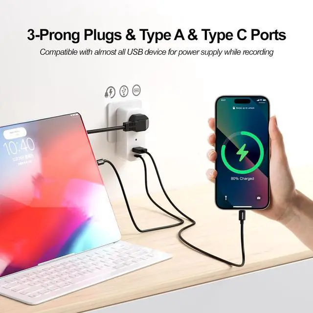 Alt view image 4 of 7 - ULar Plug Security Camera, Mini 1080P FHD WiFi Cam with 3-Device Charging, Built-in 32GB SD Card, APP Real-Time Motion Detection, Wall Powered Wireless Multifunction Smart Indoor(No Audio)