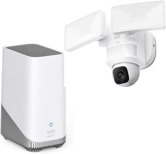 Main image of eufy Security Floodlight Camera E30 with Homebase 3, Security Camera Outdoor, 360° Pan and Tilt, AI Detection and Tracking, 2K Video, 2.4GHz Wi-Fi, Custom Voice and Light Alerts, 24/7 Recording