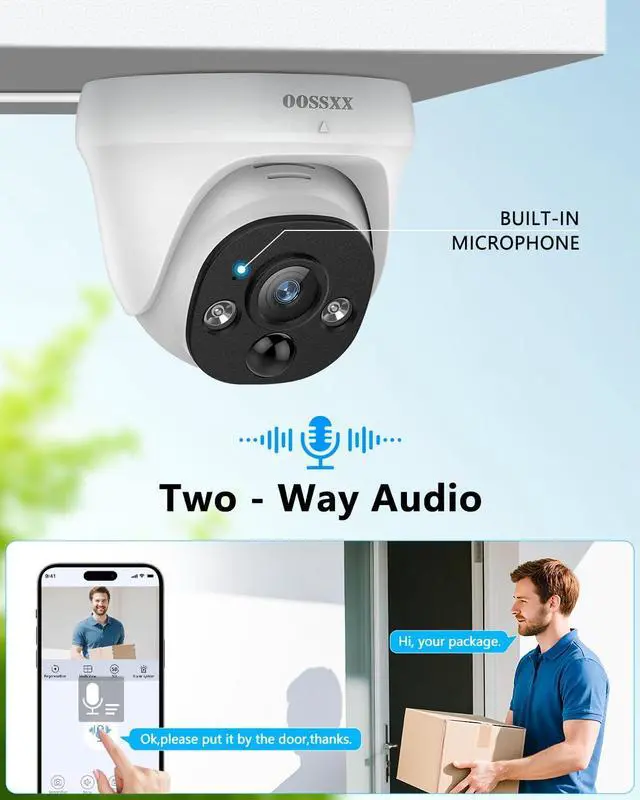 Alt view image 2 of 7 - OOSSXX (4K HD & 130° Ultra Wide-Angle) 2-Way Audio 8MP Wired Dome PoE IP Cameras for Home Security Outdoor Camera System, Pet Surveillance Video Indoor, Smart PIR Detection, DVR Kits