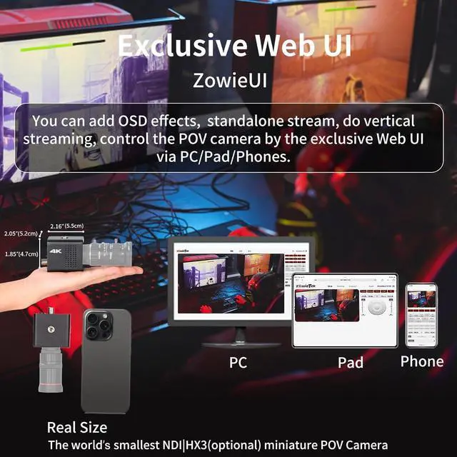 Alt view image 5 of 7 - zowietek 4K Native NDI|HX3 POV Box Camera PoE, Simultaneously HDMI & SDI Output, RTSP/RTMP(s)/SRT, Standalone Live Streaming to YouTube/Facebook/Twitch for Webcast, Meeting, Teaching & Gaming (CS)