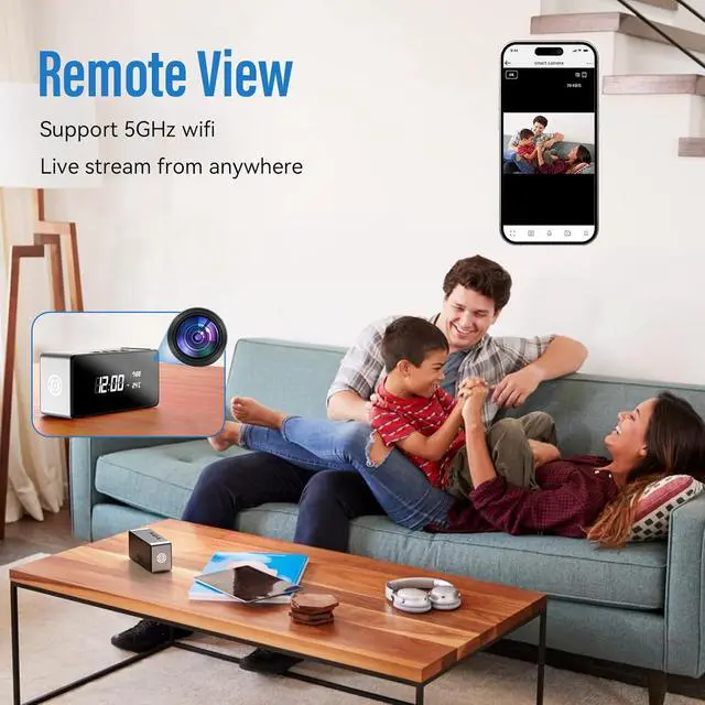 Alt view image 6 of 7 - Home Security Camera 4K WiFi Clock Camera - Nanny Cam with Night Vision, Wide-Angle Lens, and Motion Detection