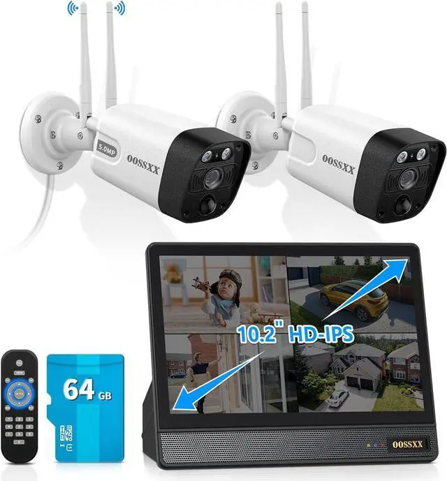 Main image of OOSSXX (10 UHD Monitor 2-Way Audio 2-Antennas Enchance WiFi Wireless 5MP PIR Outdoor Camera Wireless Home Security Cameras System with Monitor Indoor Video Surveillance DVR Set